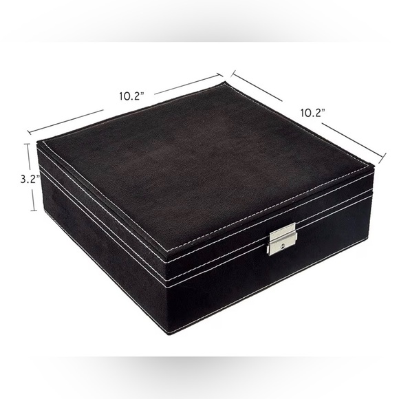 Black Suede Jewelry Organizer Box - Picture 2 of 5